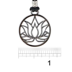 BlueRica Lotus Flower on Adjustable Black Cord Necklace