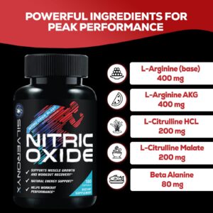 Extra Strength Nitric Oxide Supplement L Arginine 3X Strength - Citrulline Malate, AAKG, Beta Alanine - Premium Muscle Supporting Nitric Booster for Strength & Energy to Train Harder - 180 Capsules