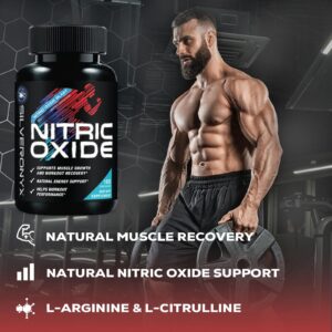 Extra Strength Nitric Oxide Supplement L Arginine 3X Strength - Citrulline Malate, AAKG, Beta Alanine - Premium Muscle Supporting Nitric Booster for Strength & Energy to Train Harder - 180 Capsules