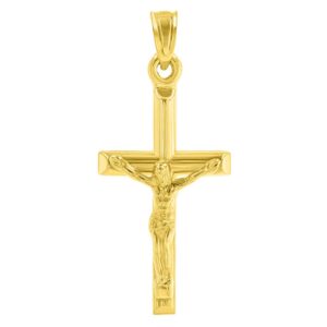 jewelry america 14k yellow gold simple and classic small cross crucifix pendant