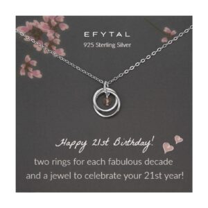 EFYTAL 21st Birthday Gifts for Her, Sterling Silver Necklace, 21 Year Old Birthday Gifts for Her, 21st Birthday Decorations for Her, Gifts for 21 Year Old Female, 21st Birthday Gifts for Daughter