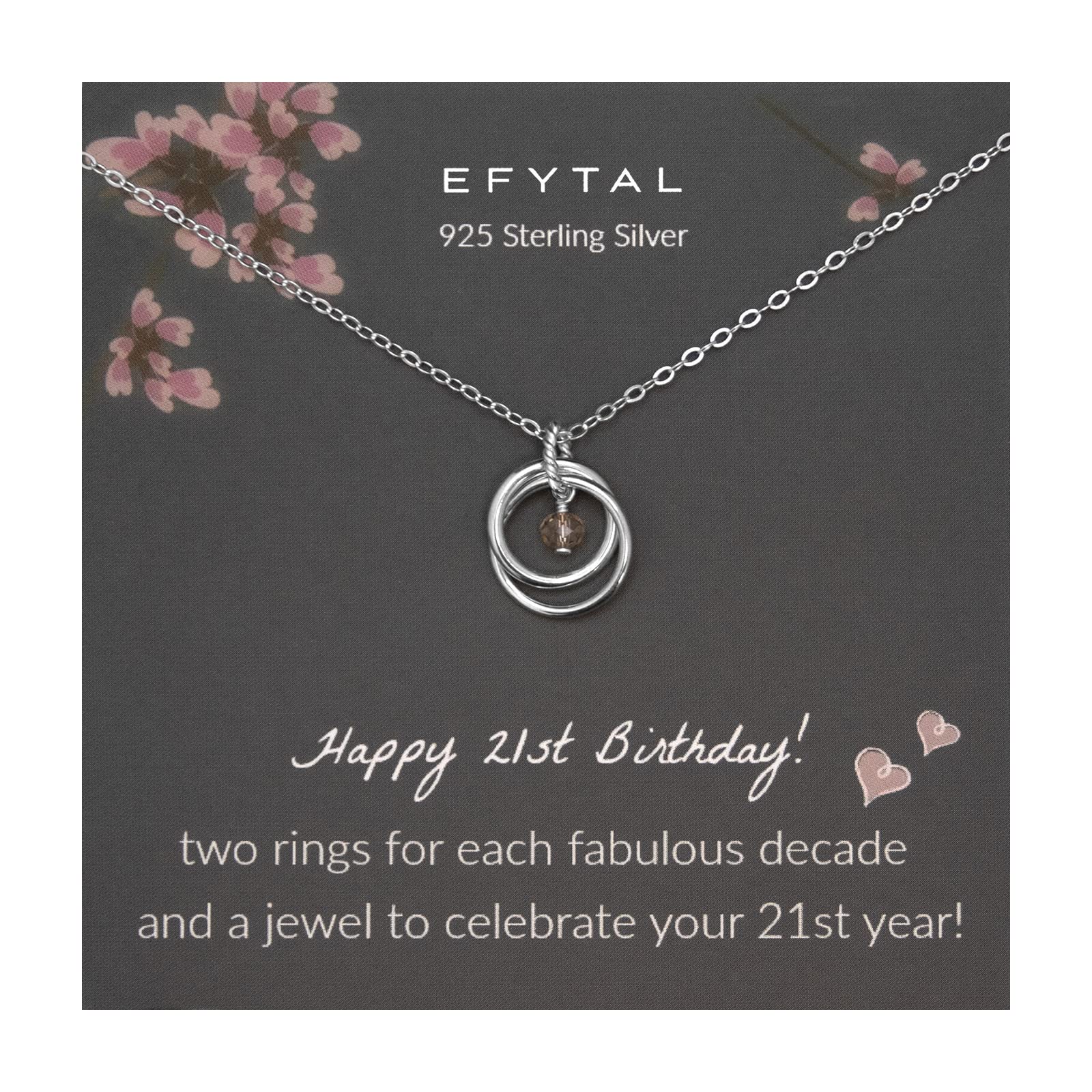 EFYTAL 21st Birthday Gifts for Her, Sterling Silver Necklace, 21 Year Old Birthday Gifts for Her, 21st Birthday Decorations for Her, Gifts for 21 Year Old Female, 21st Birthday Gifts for Daughter