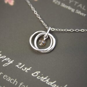 EFYTAL 21st Birthday Gifts for Her, Sterling Silver Necklace, 21 Year Old Birthday Gifts for Her, 21st Birthday Decorations for Her, Gifts for 21 Year Old Female, 21st Birthday Gifts for Daughter