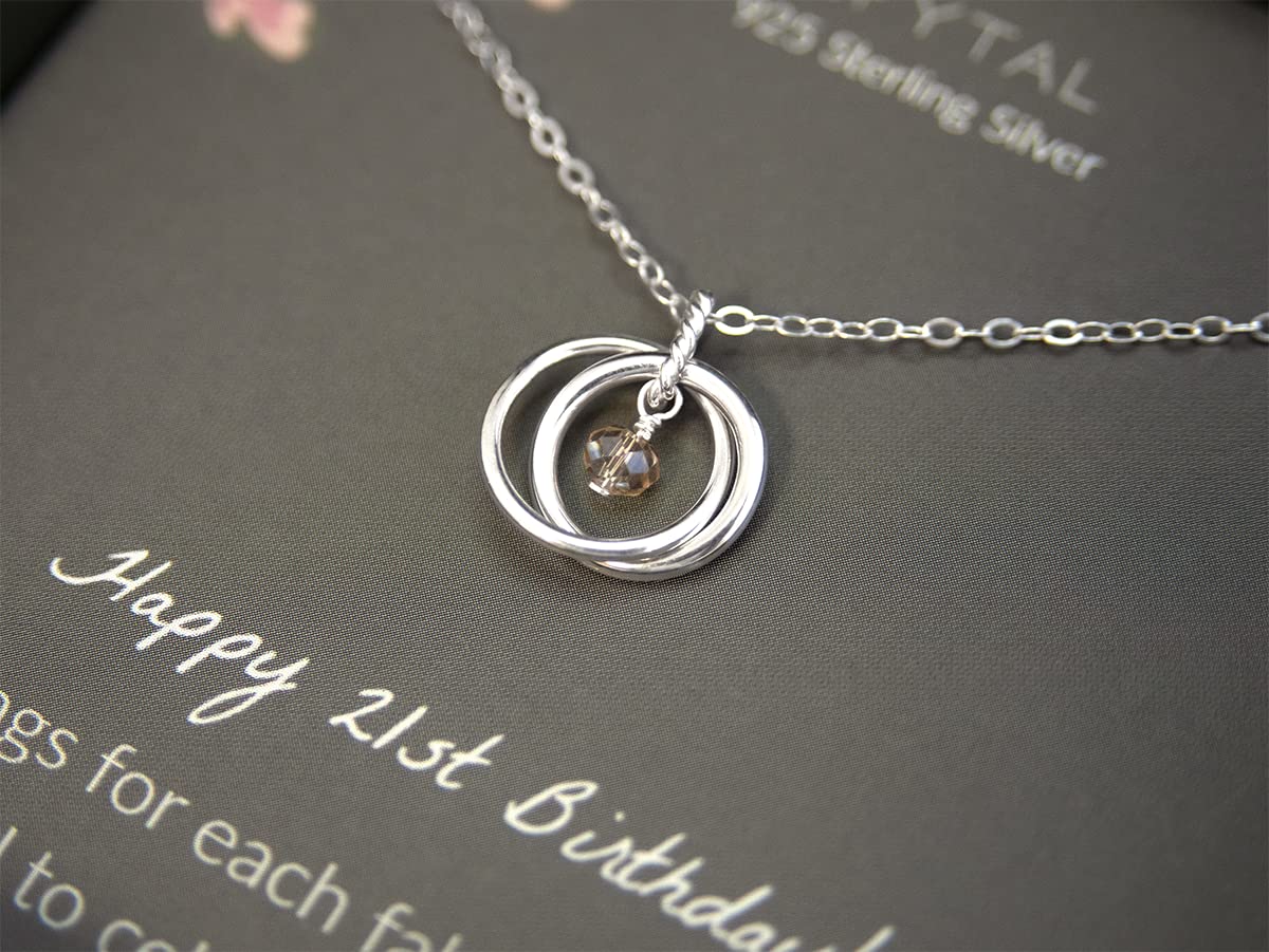 EFYTAL 21st Birthday Gifts for Her, Sterling Silver Necklace, 21 Year Old Birthday Gifts for Her, 21st Birthday Decorations for Her, Gifts for 21 Year Old Female, 21st Birthday Gifts for Daughter