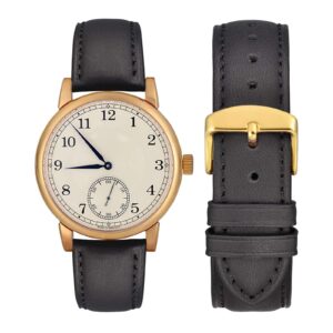 WOCCI 20mm Vintage Leather Watch Band for Men and Women, Gold Buckle (Black)