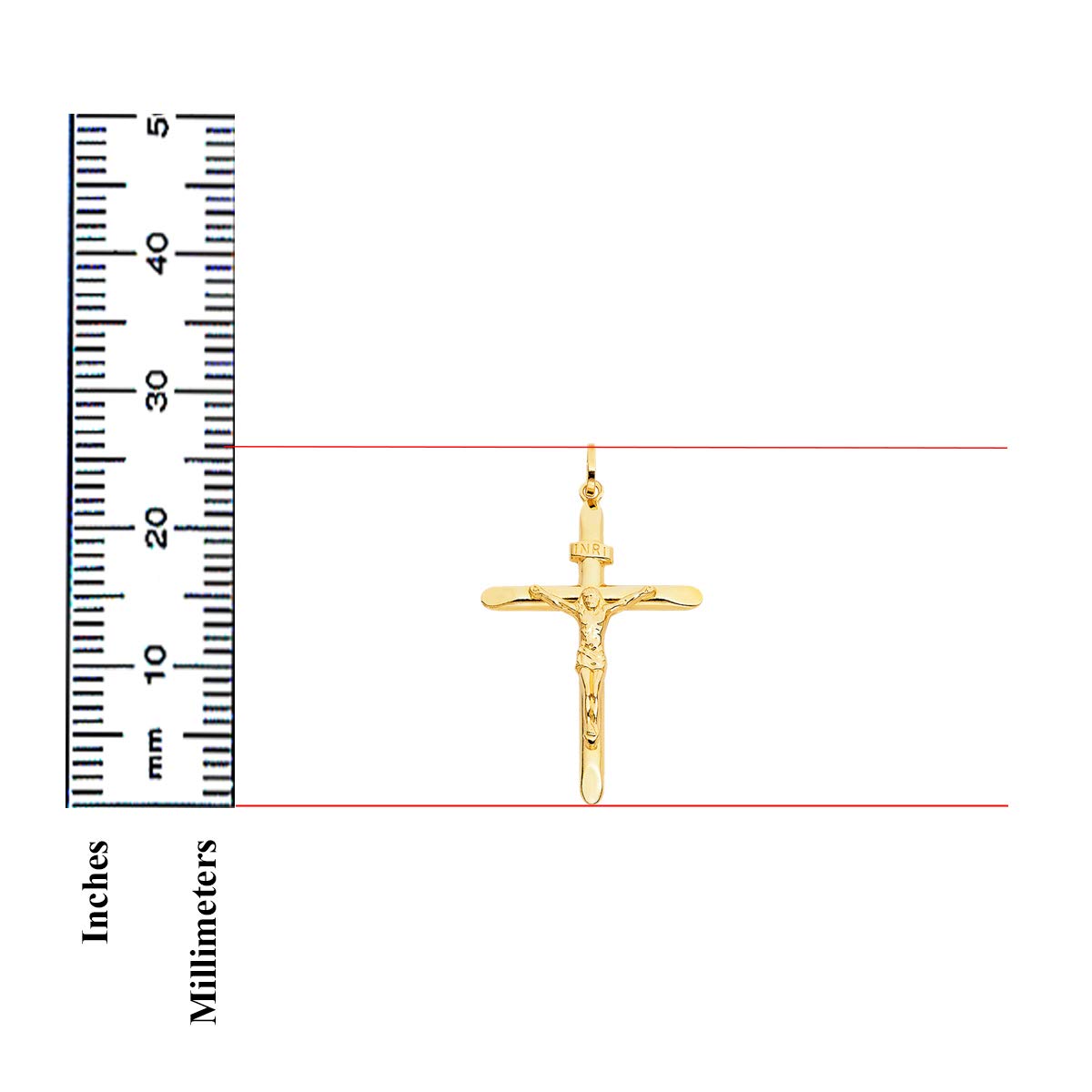 TGDJ 14k Yellow Gold Crucifix Cross Pendant with 1.6mm Figaro Chain Necklace (20.0)