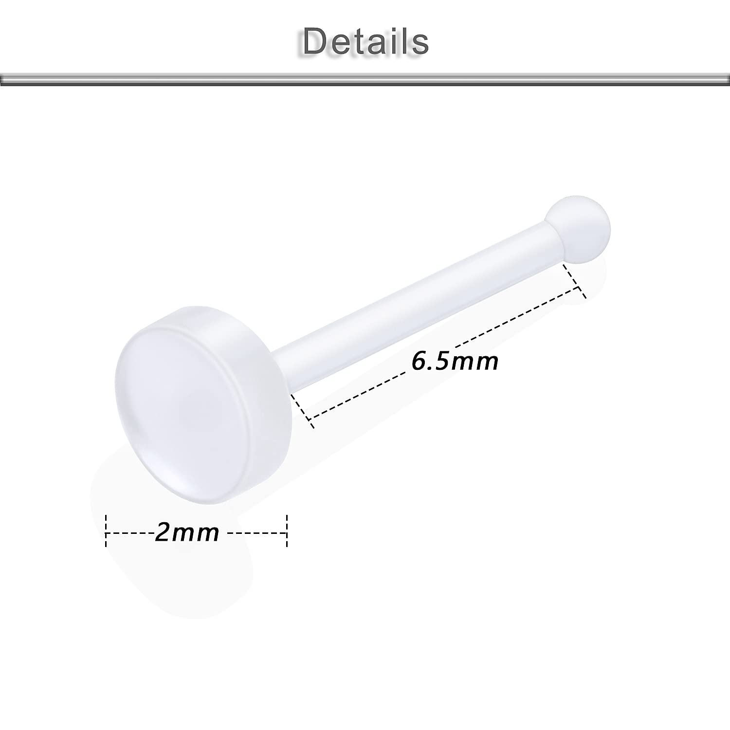 Yaalozei 18G Clear Plastic Silicone Nose Ring Stud Piercing Jewelry Bioflex Flexible Bendable Acrylic Flat Nose Stud Bone Pin Straight Nose Ring Jewelry Piercing Retainer Sport Work Women Men Surgery