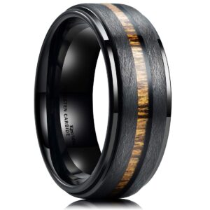 king will nature 8mm black tungsten carbide wedding band real wood inlay matte brushed finish 6.5