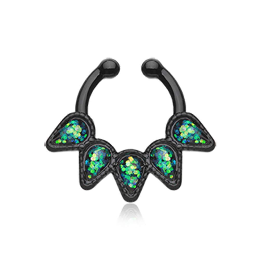 Colorline Opal Quinary Spear WildKlass Fake Septum Clip-On Ring (Black)