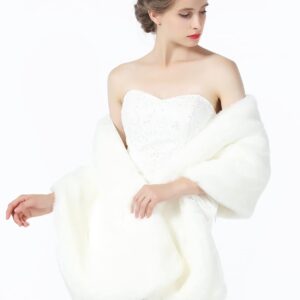 Faux fur Shawl Wrap for Wedding Women Shrug Bridal Stole Winter Cover Up Bridesmaids Cape