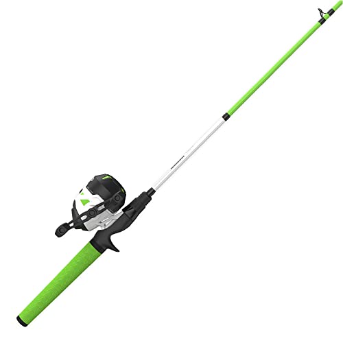 Zebco Roam Spincast Reel and Fishing Rod Combo, 6-Foot 2-Piece Fiberglass Fishing Pole with ComfortGrip Handle, QuickSet Anti-Reverse Fishing Reel, Pre-Spooled with 10-Pound Zebco Line, Green