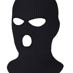 SATINIOR 3 Holes Full Face Cover Outdoor Balaclava Knitted Neck Gaiter Ski Mask for Sports Cycling (Pure Black,Medium)