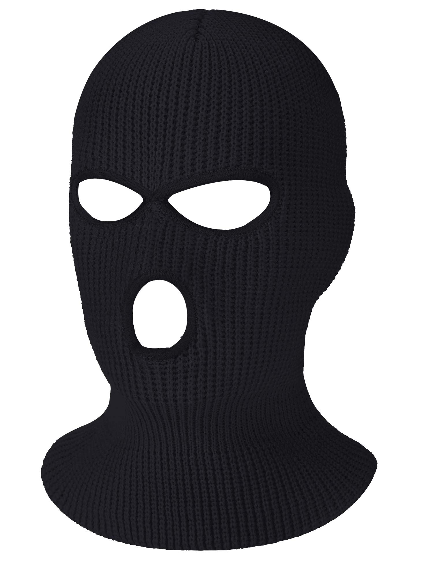 SATINIOR 3 Holes Full Face Cover Outdoor Balaclava Knitted Neck Gaiter Ski Mask for Sports Cycling (Pure Black,Medium)