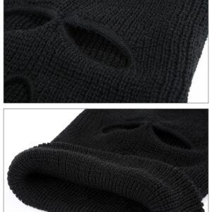 SATINIOR 3 Holes Full Face Cover Outdoor Balaclava Knitted Neck Gaiter Ski Mask for Sports Cycling (Pure Black,Medium)