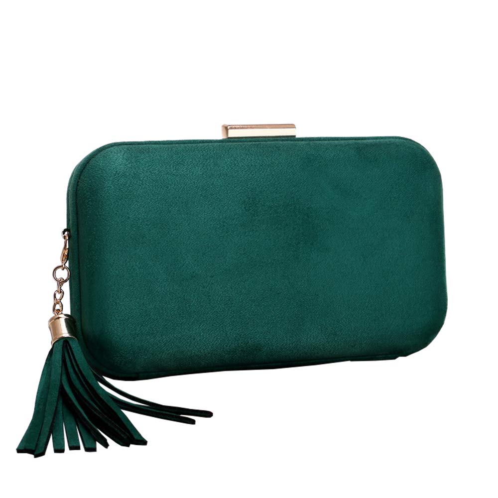 missfiona Womens Solid Color Velvet Evening Clutch Hardbox Formal Handbag Purse(Emerald)