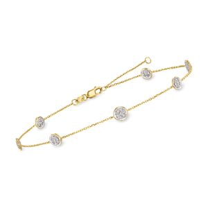 Ross-Simons 0.25 ct. t.w. Pave Diamond Station Anklet in 14kt Gold