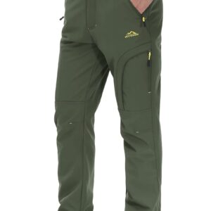 MAGCOMSEN Hiking Pants Mens Winter Pants Thick Pants Camping Pants Fleece Lined Pants Snow Pants Men Green