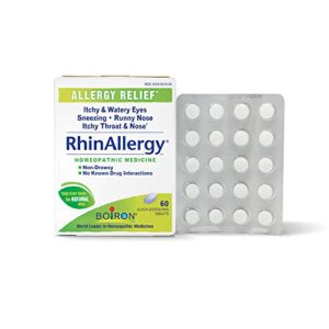 boiron rhinallergy tablets for relief from allergy symptoms of sneezing, runny nose, and itchy eyes or throat - 60 count