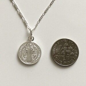 925 STERLING SILVER SAINT BENEDICT NECKLACE 18" LONG 24X15mm / 925 PLATA ESTERLINA CADENA DE SAN BENITO 18" LARGO