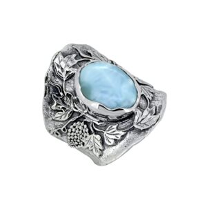 yotreasure 10x14 mm larimar classic statement ring oxidized .925 sterling silver