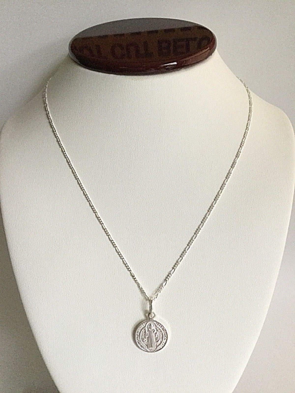 925 STERLING SILVER SAINT BENEDICT NECKLACE 20" LONG 24X15mm / 925 PLATA ESTERLINA CADENA DE SAN BENITO 20" LARGO