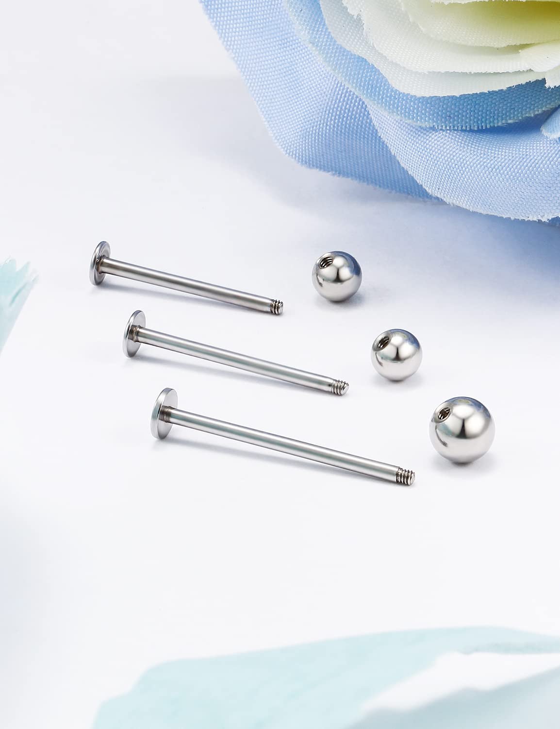 Kridzisw 16G Tongue Cheek Rings Piercing Jewelry Stainless Surgical Steel Extra Long Lip Labret Monroe Medusa Ashley Ring Stud Cheek Dimple Tongue Piercing Jewelry Women Men 14mm 16mm 19mm Bar Silver