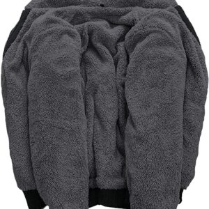 ZITY Men's Zip Up Hoodie Heavyweight Winter Sweatshirt Fleece Sherpa Lined Warm Jacket Black Gray XX-Large