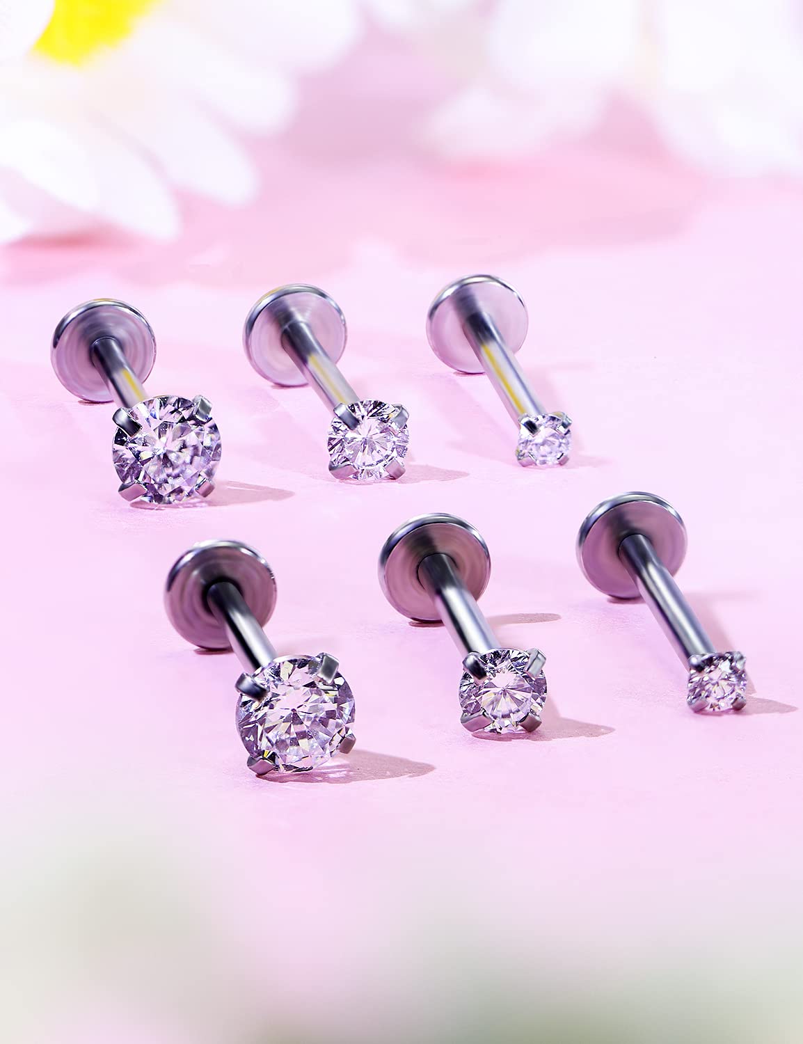 Kridzisw 16G Lip Labret Medusa Monroe Ring Stud Piercing Jewelry 16 Gauge Stainless Surgical Steel Snake Bite Ashley Lip Ring Flat Back Silver Catilage Tragus Helix Earring Piercing Jewelry Women Men