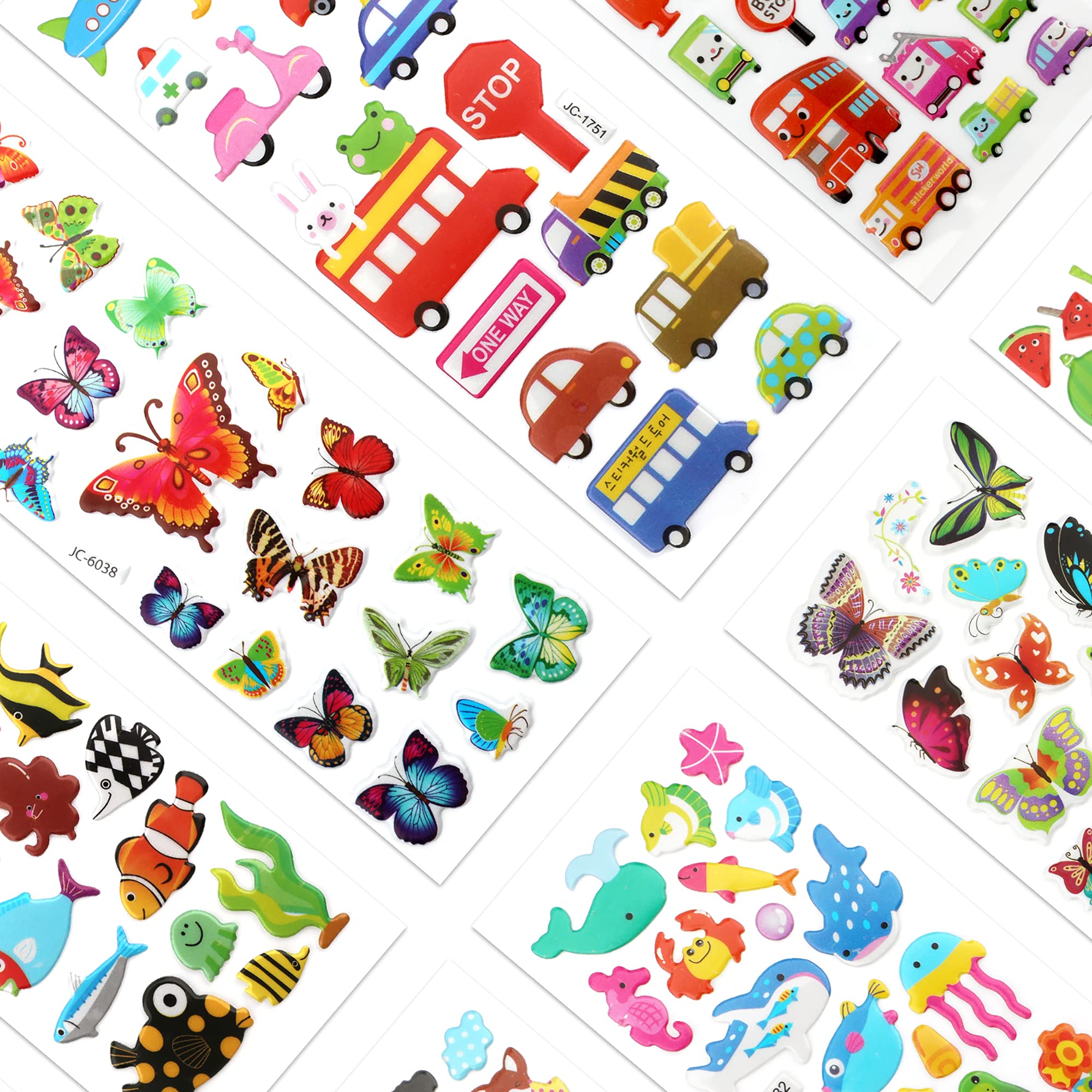 SAVITA 3D Stickers for Kids & Toddlers 500+ Puffy Stickers Variety Pack for Scrapbooking Bullet Journal Including Animal, Numbers, Fruits, Fish, Dinosaurs, Cars and More…