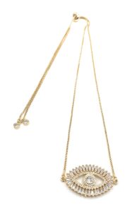 leslie boules gold evil eye necklace 18k gold plated sliding adjustable chain choker jewelry