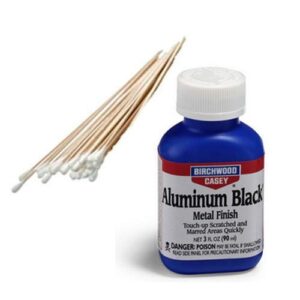 birchwood casey, westlake market aluminum black touch up bottle (15125) with 25 cotton swabs for restoring guns (aluma black pab17)