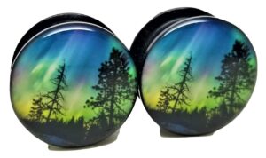 pierced republic northern lights ear plugs - acrylic - screw-on - new *pair* - 8 sizes (1/2" (12mm))