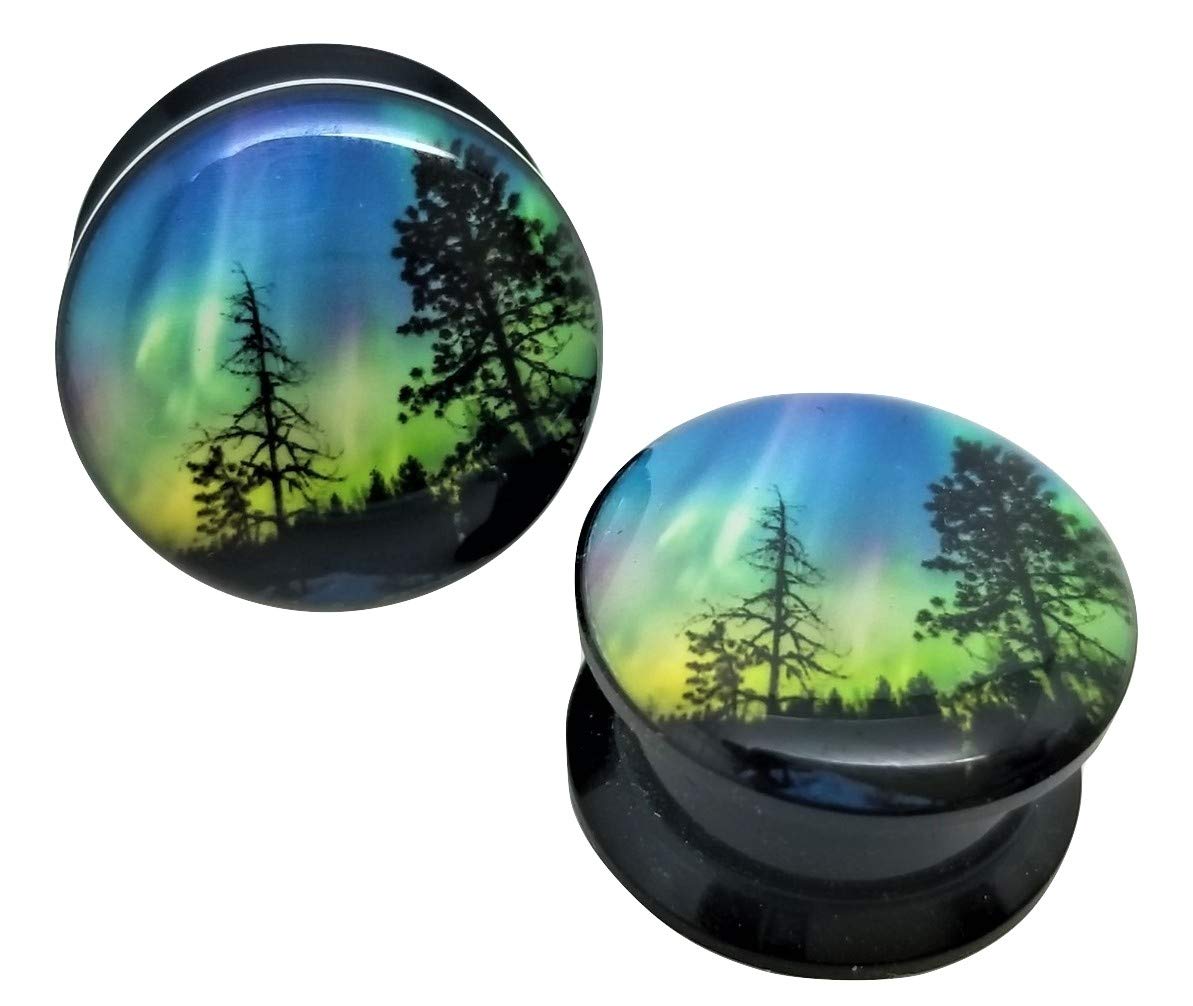 Pierced Republic Northern Lights Ear Plugs - Acrylic - Screw-On - New *Pair* - 8 Sizes (1/2" (12mm))