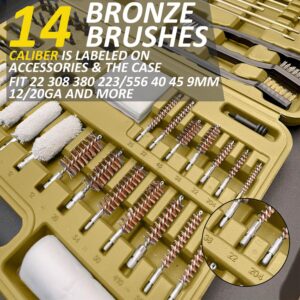 iunio Universal Gun Cleaning Kit, with Mat and Case, Full Brass Jags, Rods and Adapters, for All Guns, Rifle, Shotgun, Handgun, Pistol, Hunting, Shooting, All Caliber