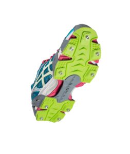 stabilicers run traction cleats for running on snow and ice, grey/green, medium