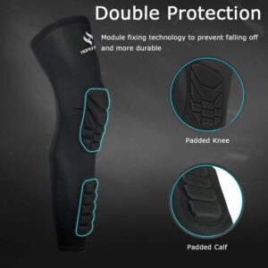 HOPEFORTH Knee Calf Padded 2 Pack Compression Leg Sleeve Thigh Sports Protective Gear Shin Brace Support for Football Basketball Volleyball Soccer Baseball Tennis Youth Kids Adult