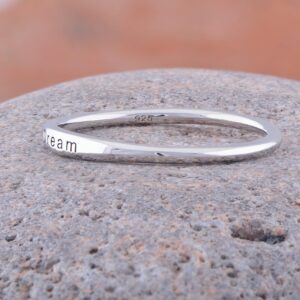 SILVERCLOSEOUT Rhodium Plated Sterling Silver Ladies Dainty Stacking Dream Ring - Size 9