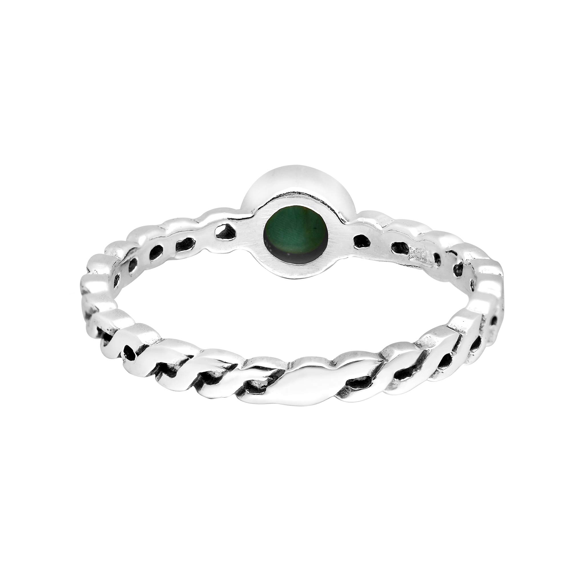 AeraVida Simple Twisted Band Round Green Turquoise925 Sterling Silver Ring (8)