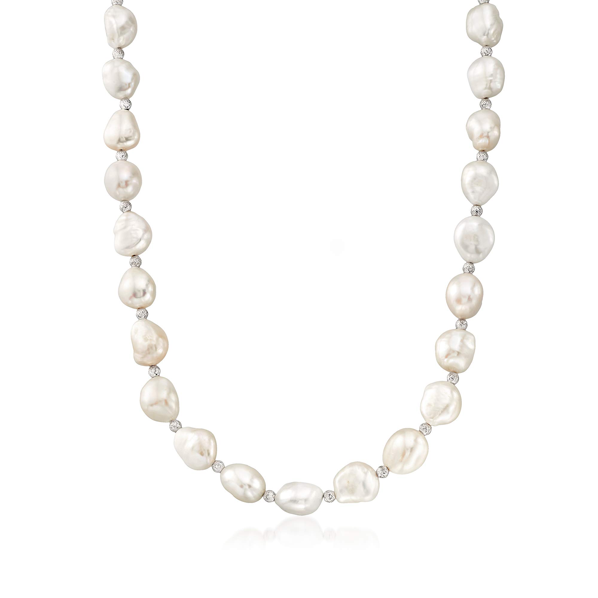 Ross-Simons 11-12mm Cultured Baroque Pearl and Sterling Silver Jewelry Set: Earrings, Bracelet and Necklace. 18 inches