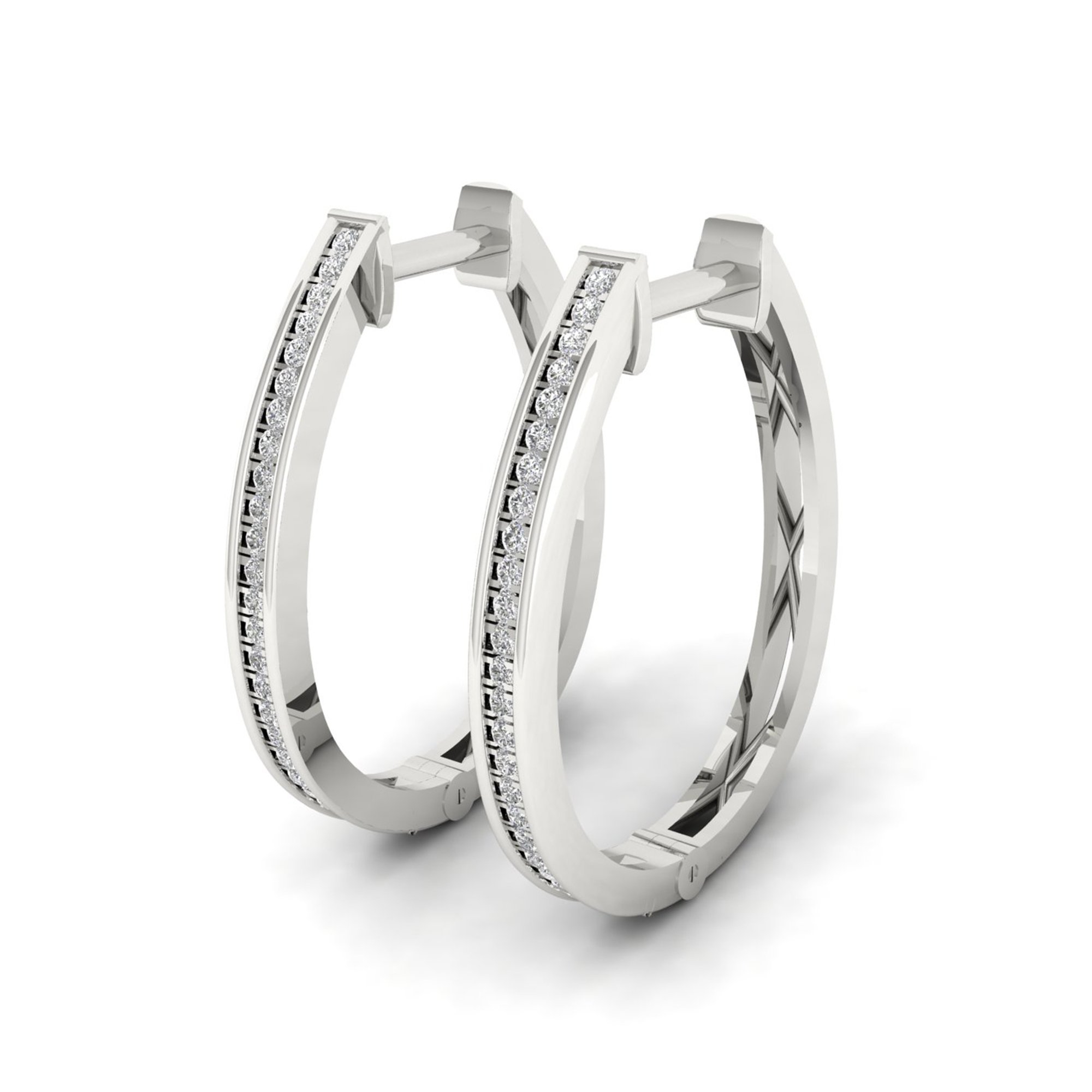 S925 Sterling Silver 1/6ct TW Diamond Row Hoop Earrings (I-J, I2)