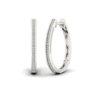 S925 Sterling Silver 1/6ct TW Diamond Row Hoop Earrings (I-J, I2)