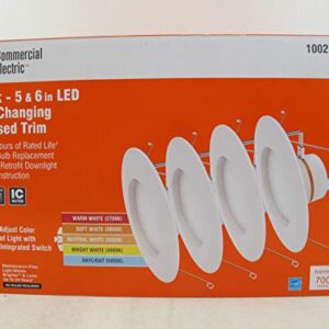 Commercial Electric 5/6 in White Integrated LED Energy Star Color Changing Recessed Trim Downlight 4 Pk