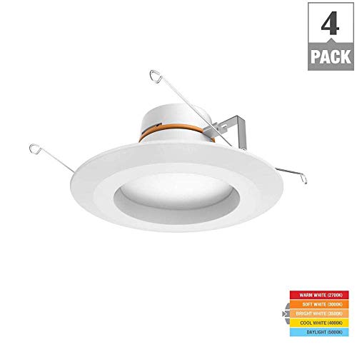 Commercial Electric 5/6 in White Integrated LED Energy Star Color Changing Recessed Trim Downlight 4 Pk