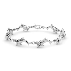 Shop LC Dolphin Link Charm Bracelets for Women 925 Sterling Silver Ocean Jewelry Beach Gifts for Women Size 7.25" Birthday Gifts