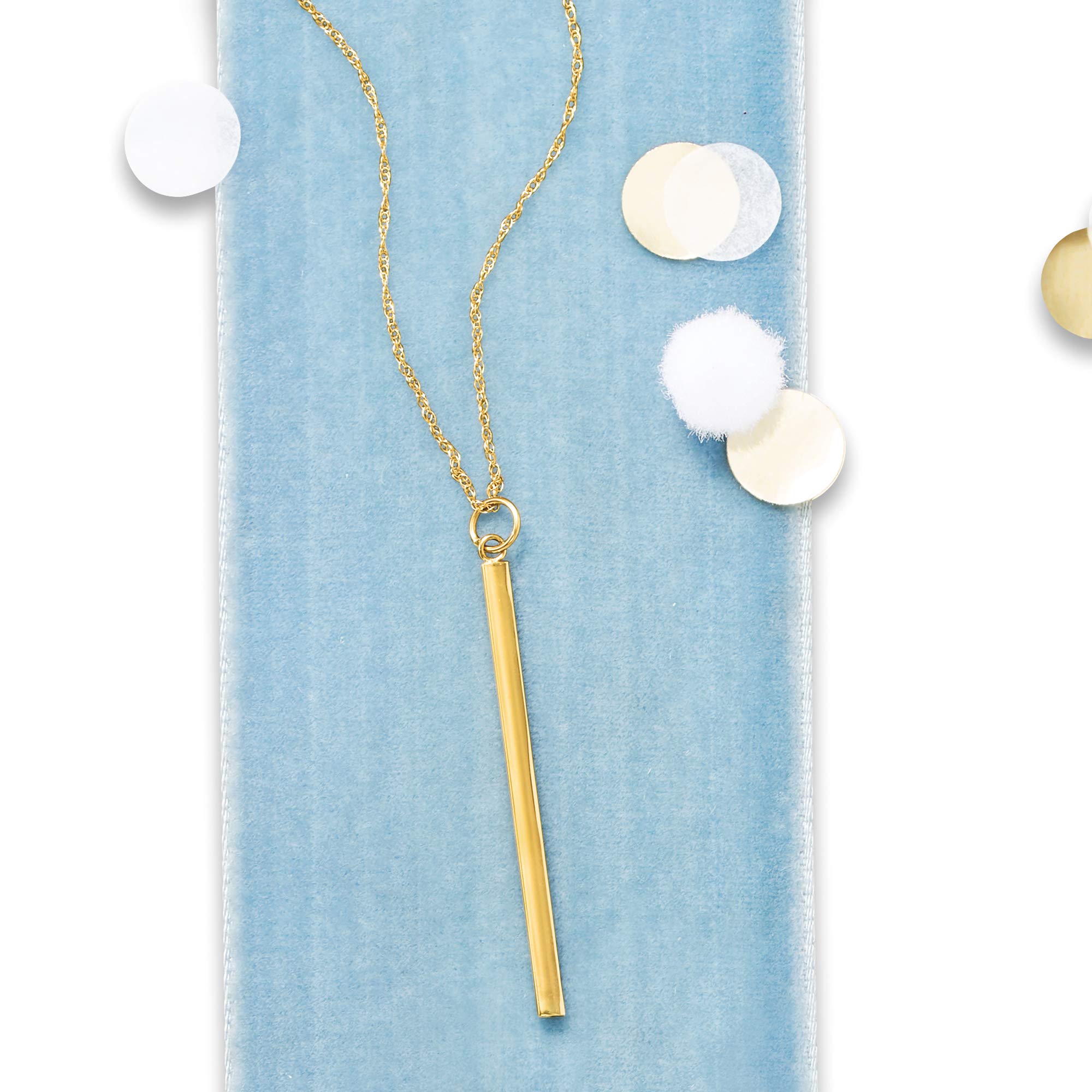 Ross-Simons 14kt Yellow Gold Vertical Bar Pendant Necklace. 18 inches