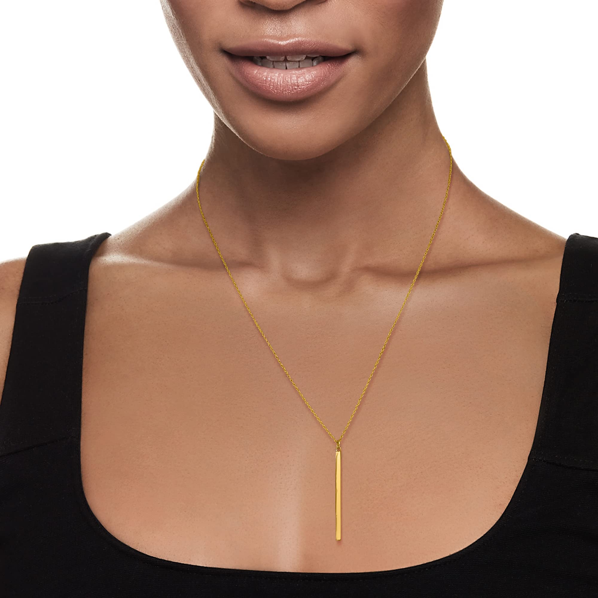 Ross-Simons 14kt Yellow Gold Vertical Bar Pendant Necklace. 18 inches