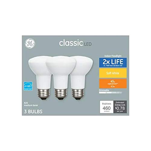 GE Classic 6-Pack 45 W Equivalent Dimmable Warm White R20 LED Light Fixture Light Bulbs