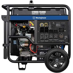 Westinghouse 15000 Peak Watt Home Backup Portable Generator, Remote Electric Start with Auto Choke, Transfer Switch Ready 30A & 50 Outlets, Gas Powered