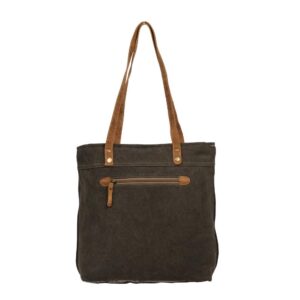 Myra Bag Himbac Upcycled Canvas & Cowhide Leather Tote Bag S-1251