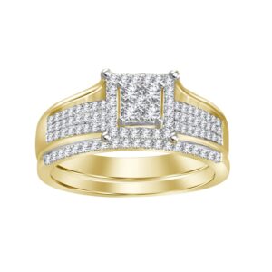 eternal bliss 1/3 cttw round natural diamond solid 10k yellow gold ladies engagement wedding bridal ring set (6)